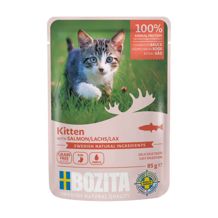 BOZITA Katzen-Nassfutter Häppchen in Sauce mit Lachs für Kitten